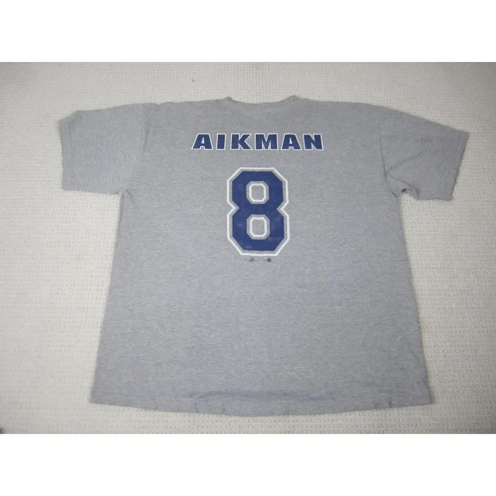 VTG Dallas Cowboys Shirt Mens 2XL XXL Gray Troy Aikman NFL Football #8 Crew Neck